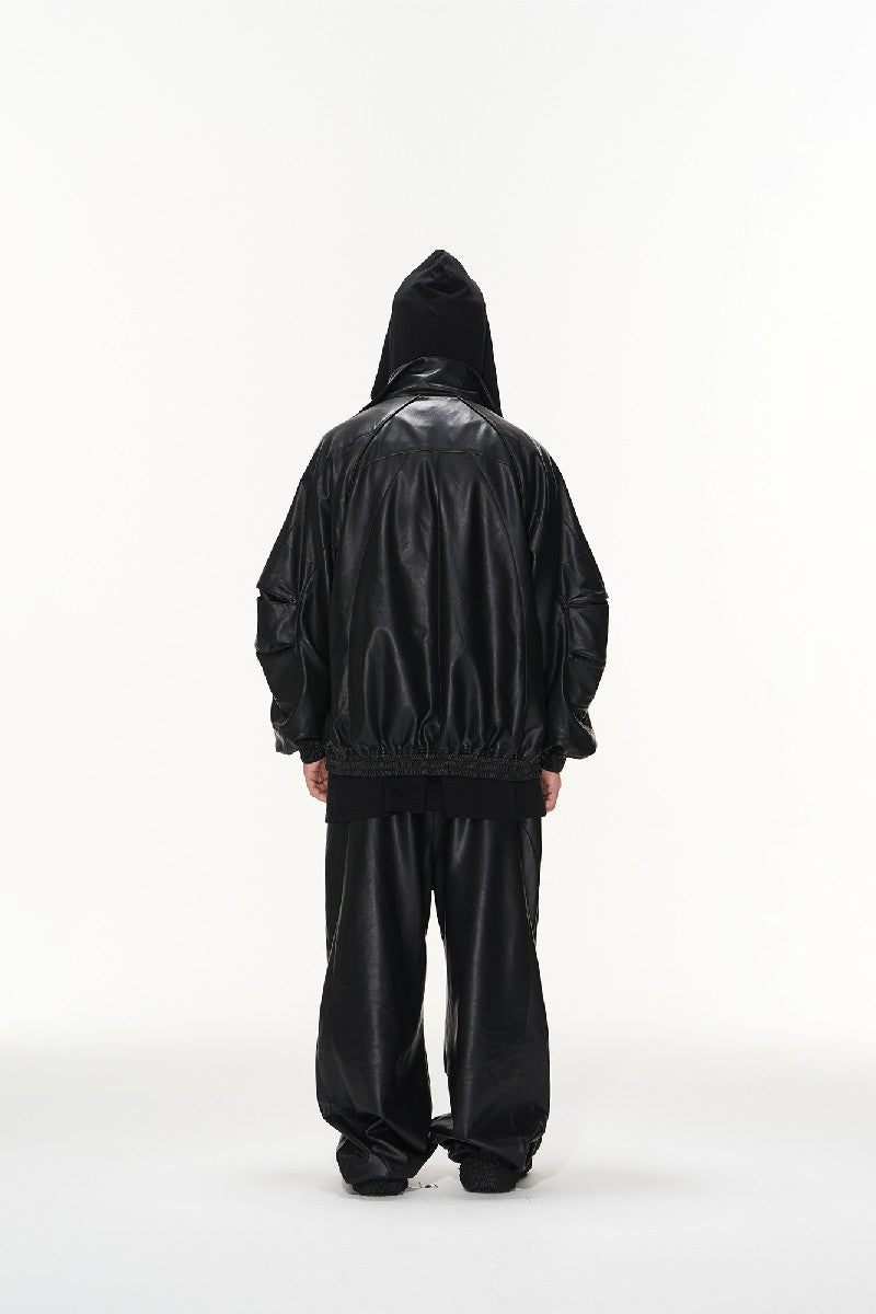 Pu Leather Pleated Pants