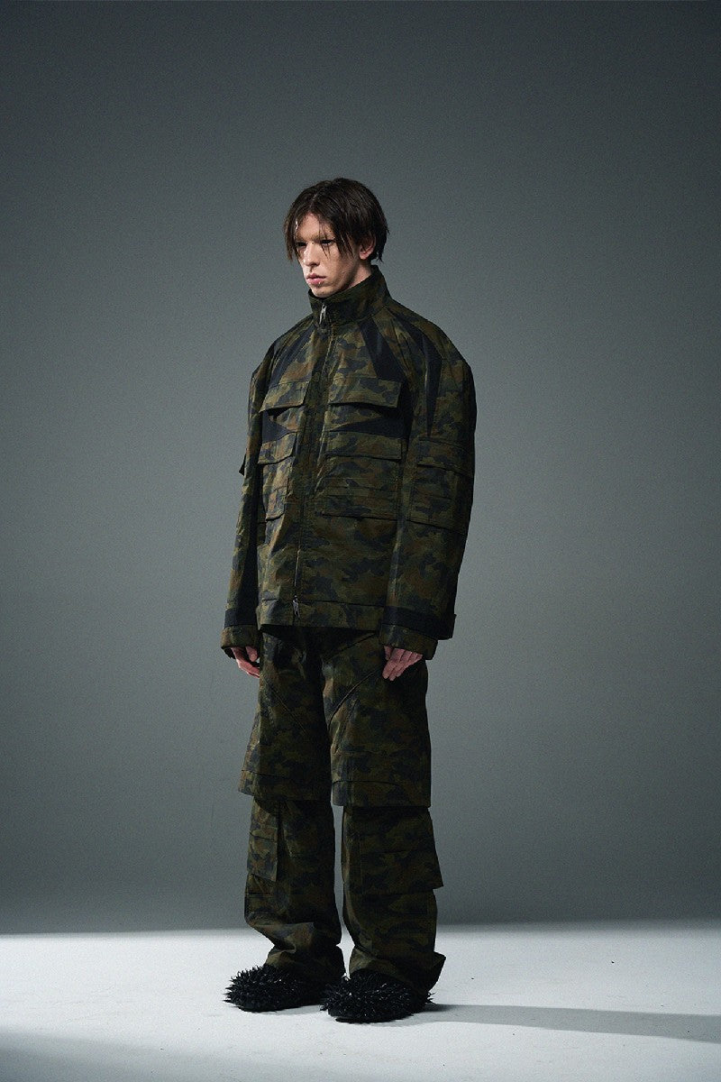 Contrast Camo Texture Cargo Pants B