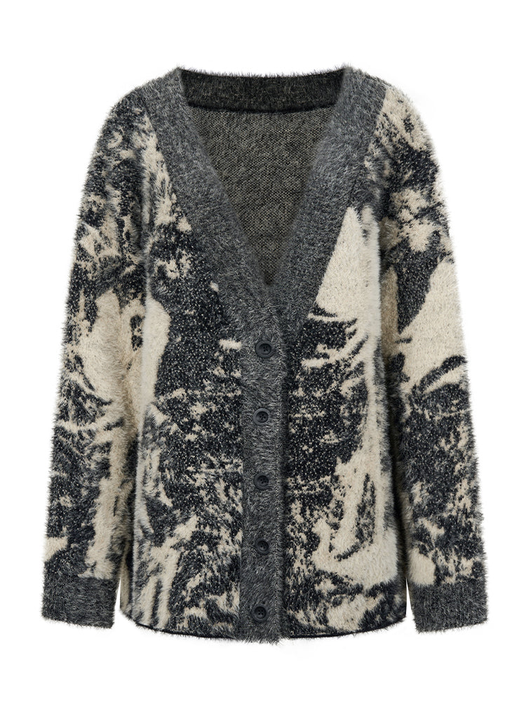 Retro Chic Oversize Wool Cardigan