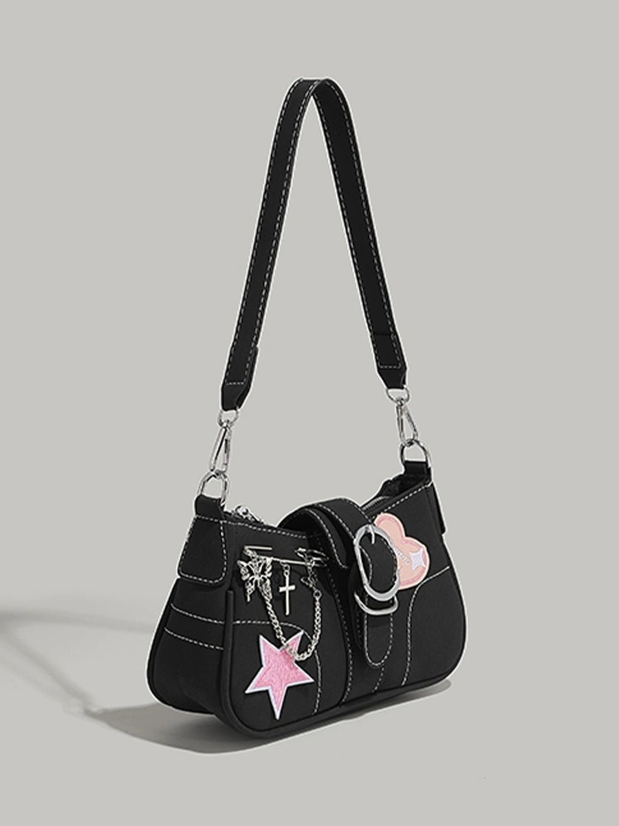 Y2K Butterfly Chain Black Bag