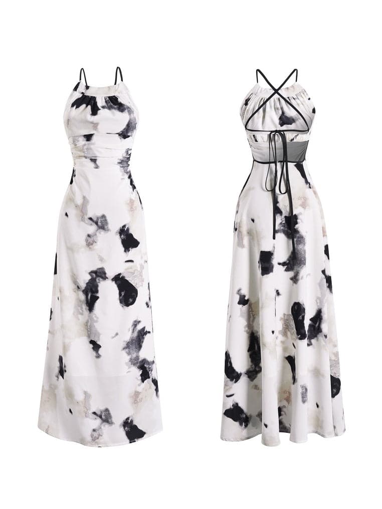 Chic Back-Open Tie-Dye Ciffon One-Piece