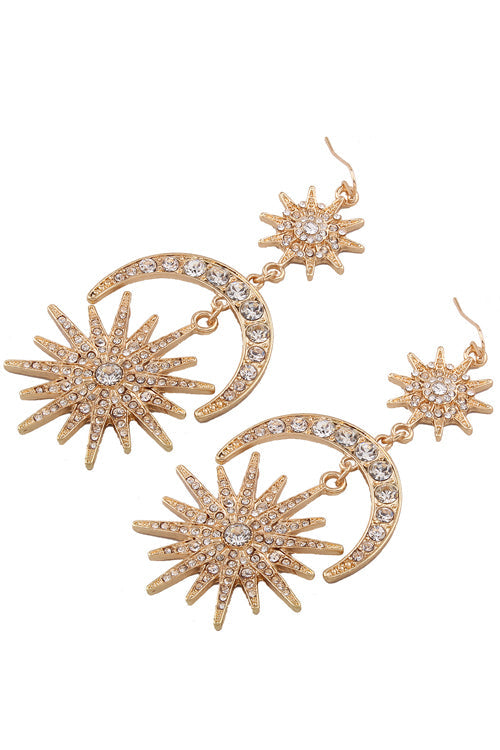 Shine Time Moon Metallic Earrings