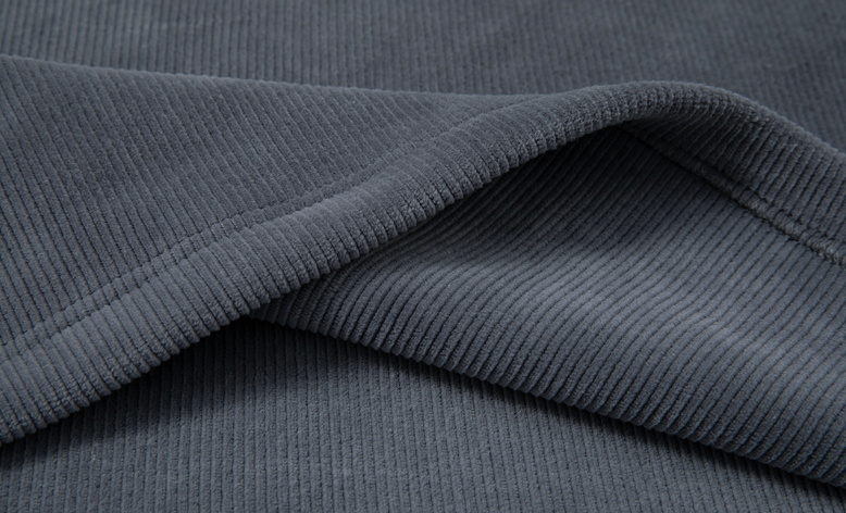 Corduroy Sweatshirt With Embroidered Neck And Zipper