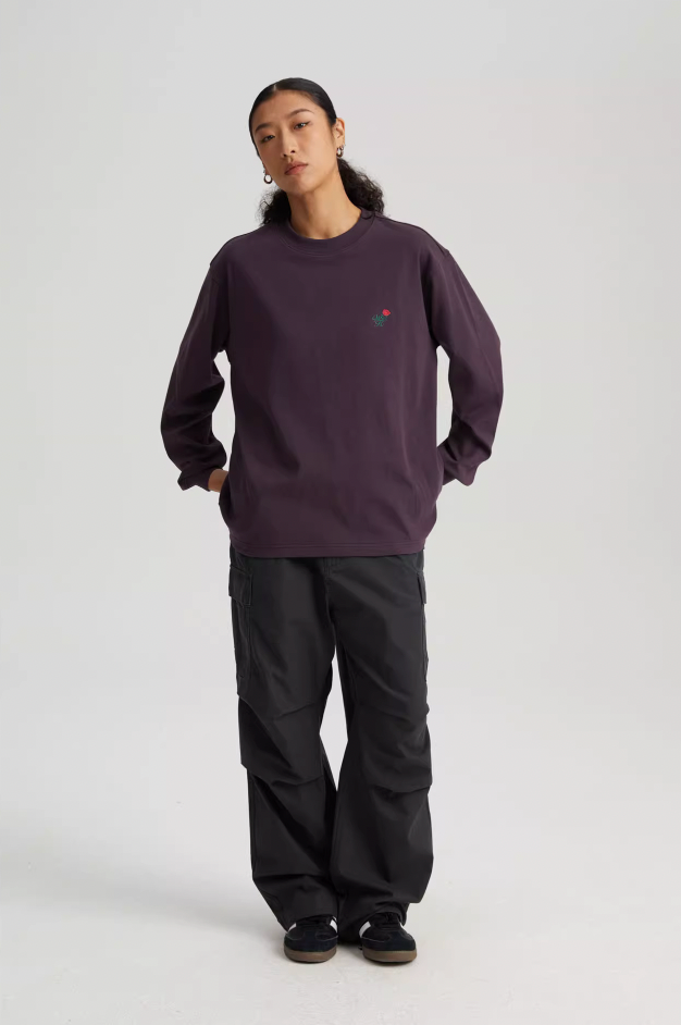 Romantic Rose Embroidery Long Sleeved Tee