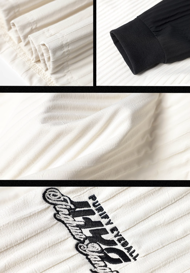 Stitching Texture Letter Print Long Sleeve T-Shirt