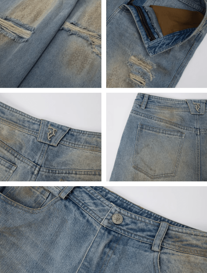 Distressed And Ripped Baggy Jeans With Washed Effect