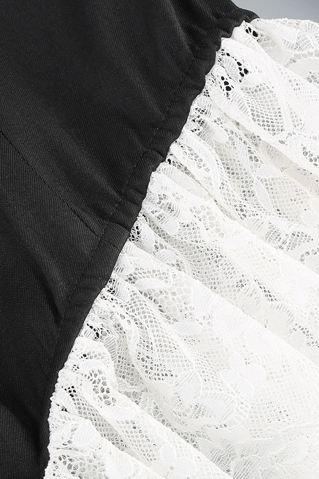 V Neck Lace Embellished Blazer