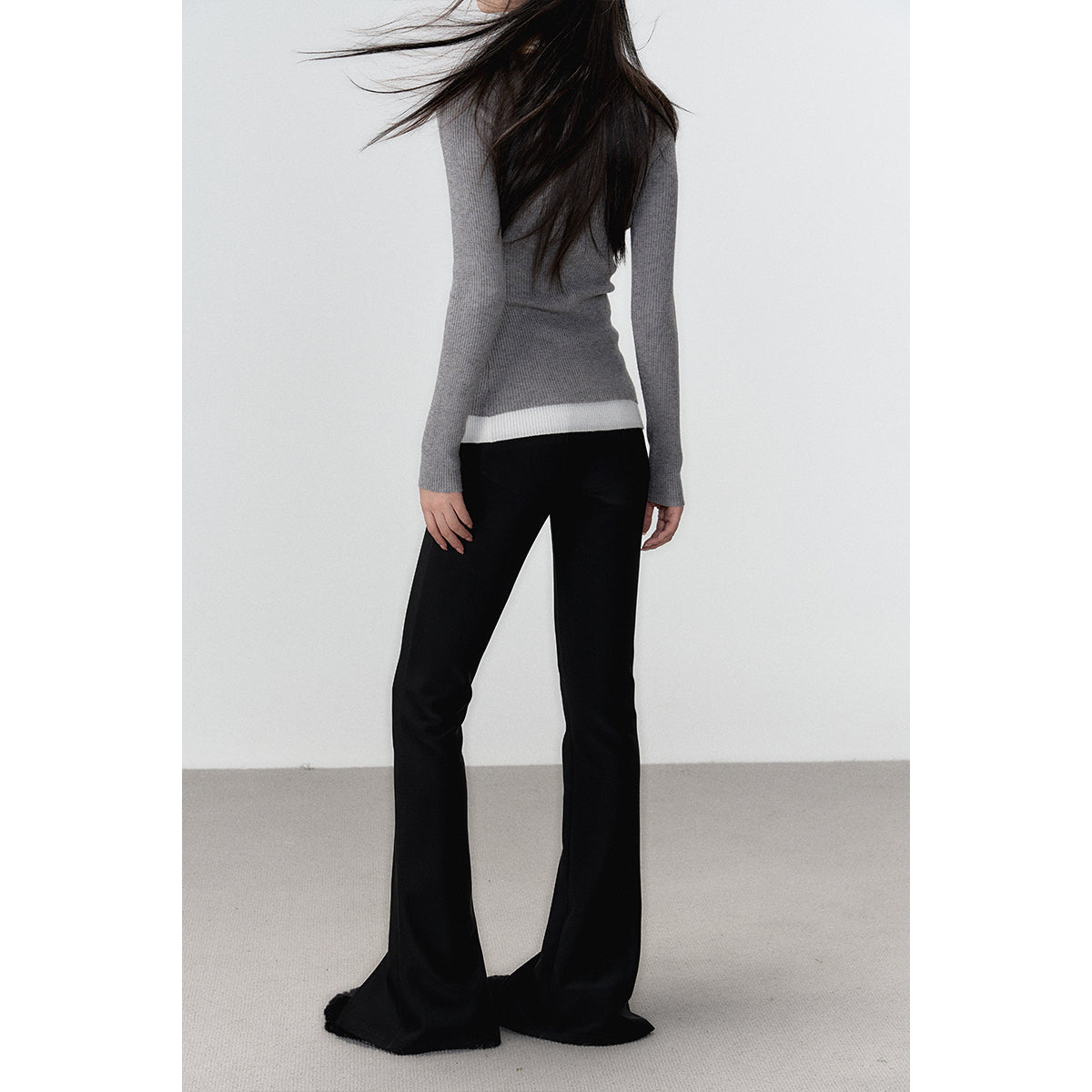 Elegant Grey Knit Long Cardigan With Hollow Out Design