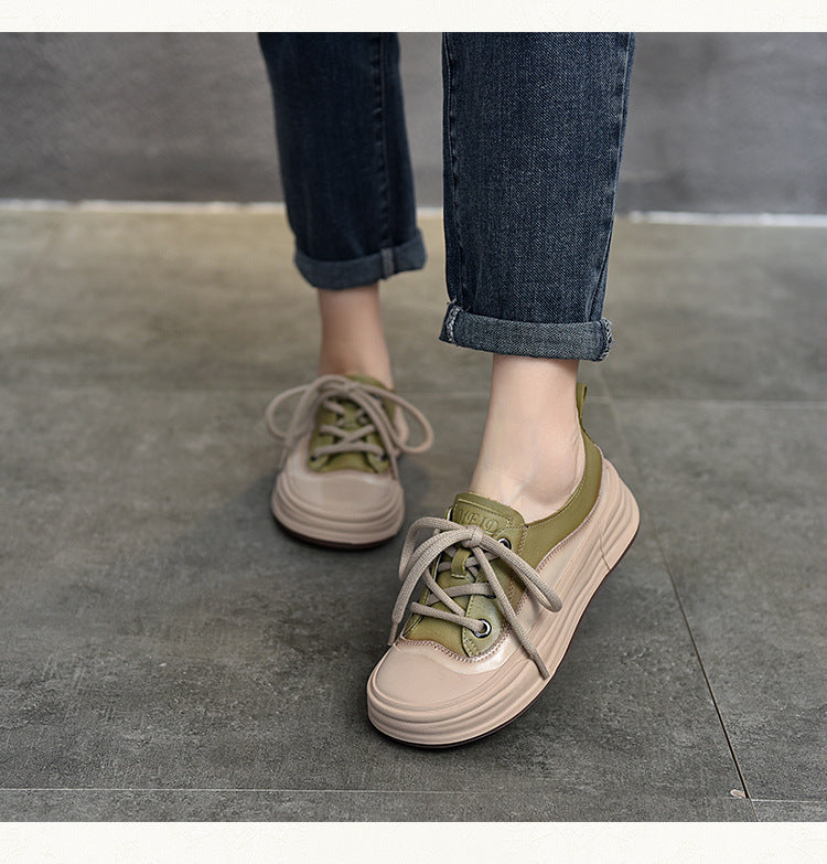 Casual Color Blocking Round Toe Lace-up Shoes