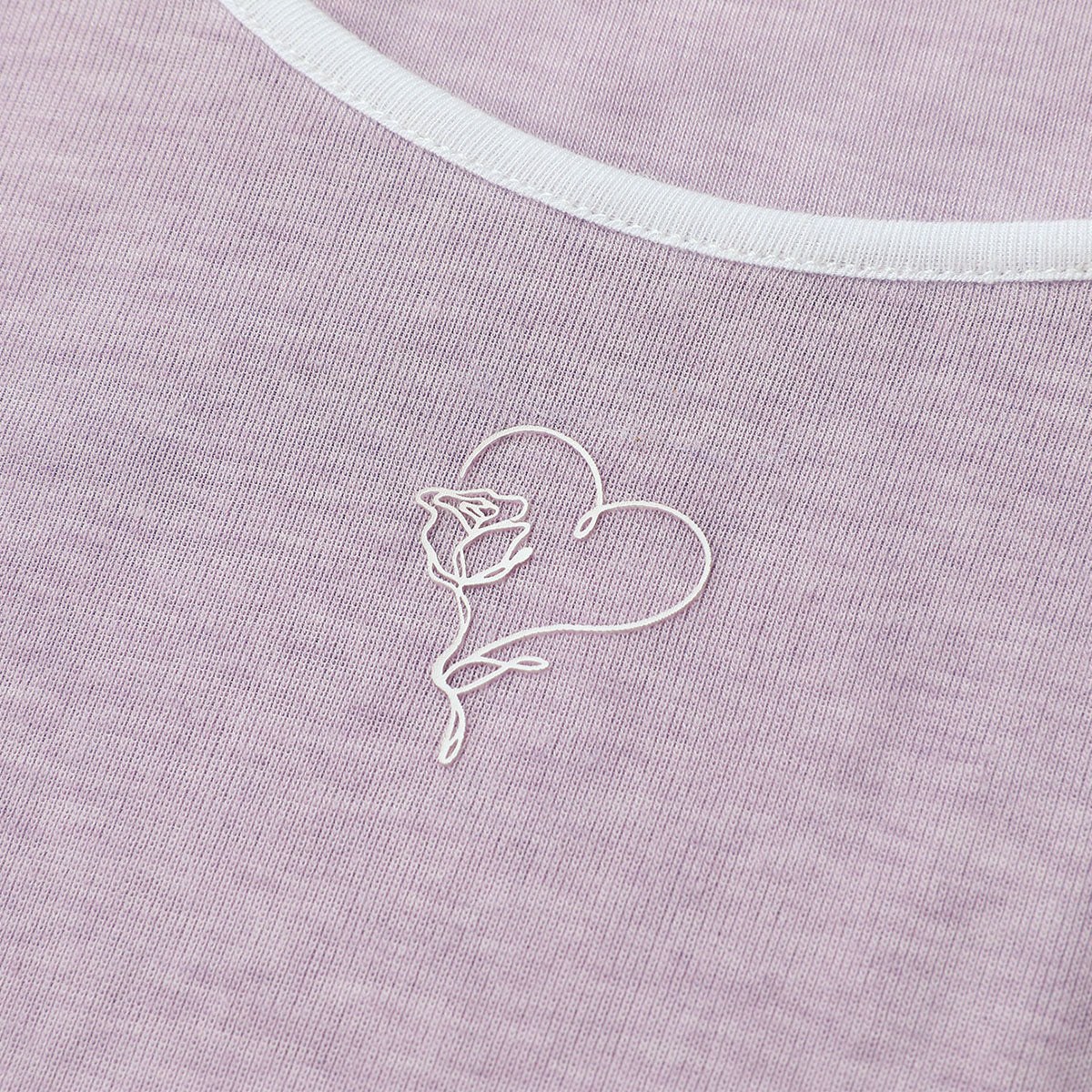 Purple Silk Print Top With Contrast Collar