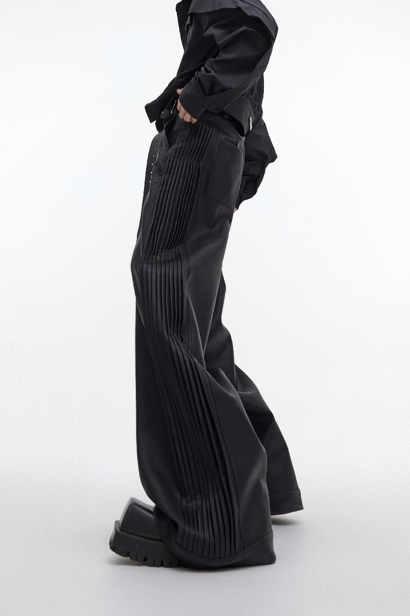 Pleated Vegan Leather Pants