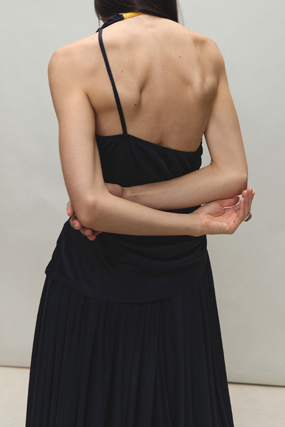 Asymmetrical Ruched Buckle Slip Cami Top