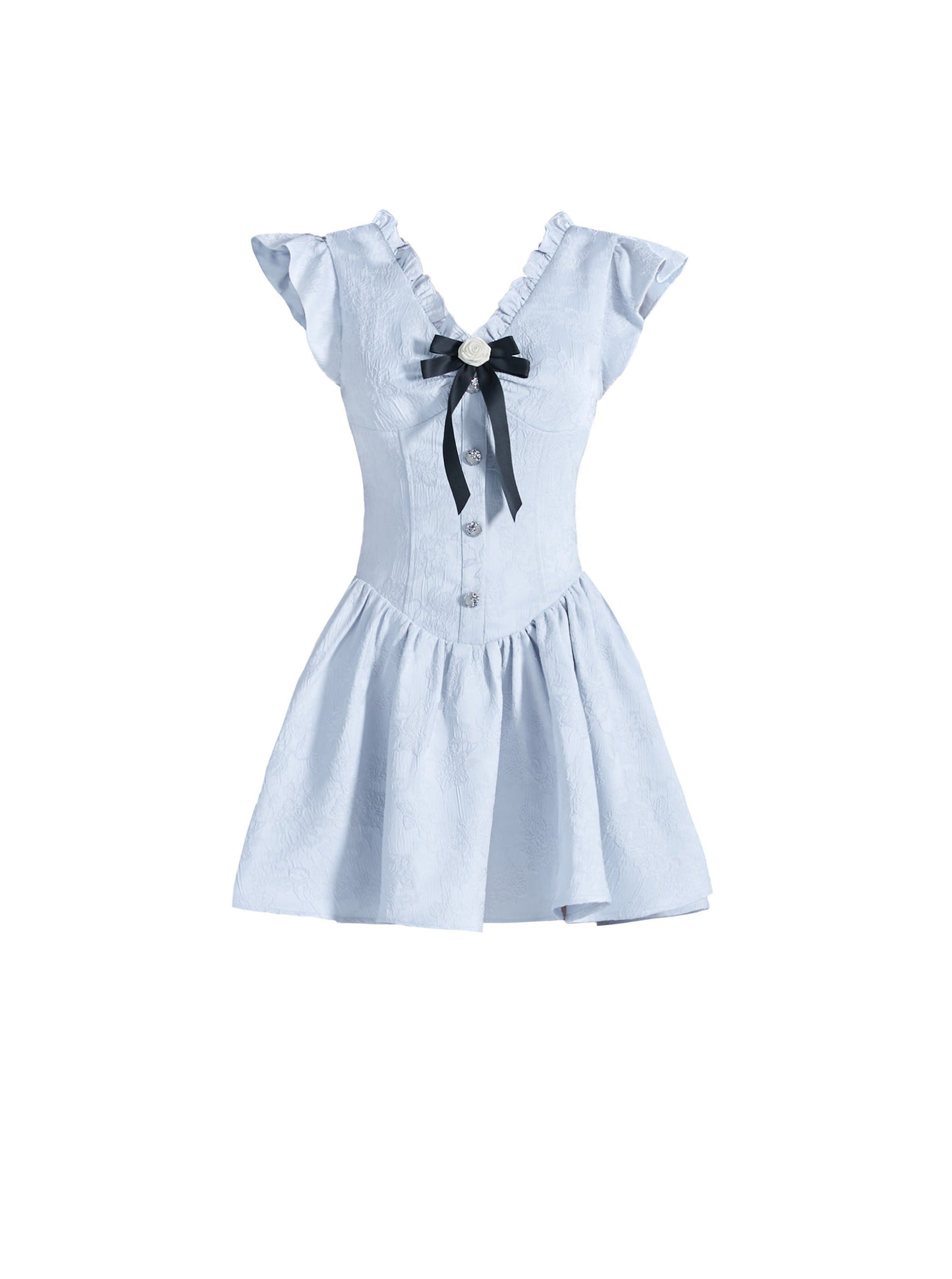 Women'S Vintage Ruffle Sleeve Bowknot Dress - Elegant Fit & Flare Design