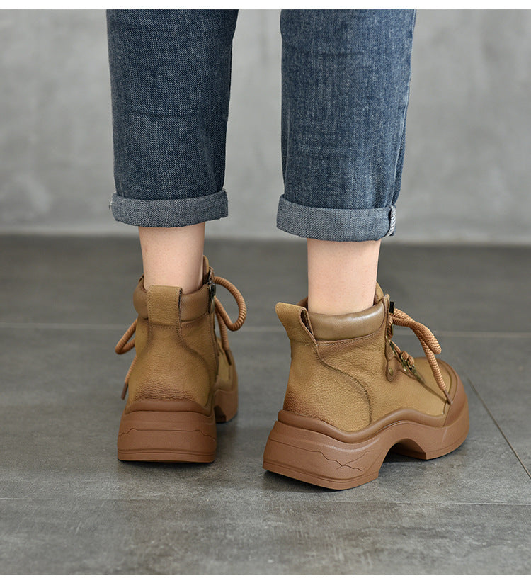 Classic Leather Thick Bottom Lace-Up Martin Boots