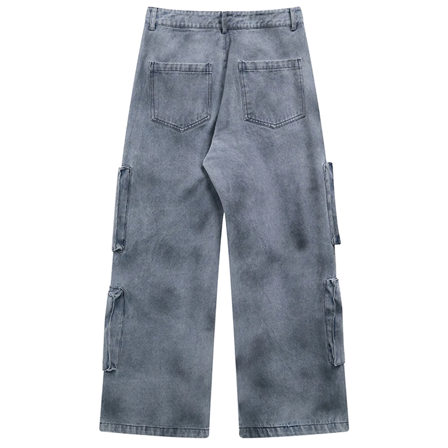 Blue Cargo Pocket Wide-Leg Jeans