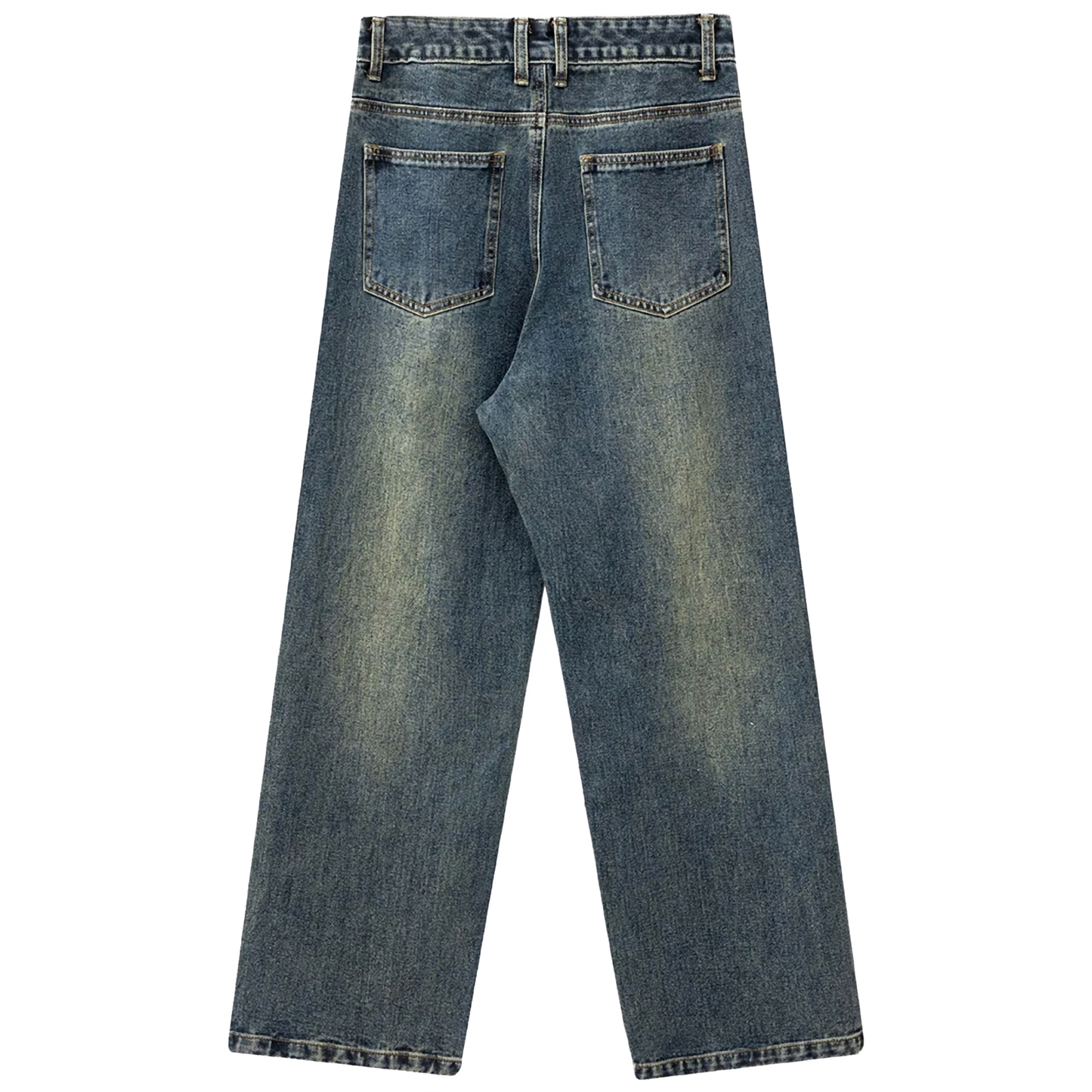 Vintage-Inspired Wide-Leg Denim Jeans with Front Seam Detail
