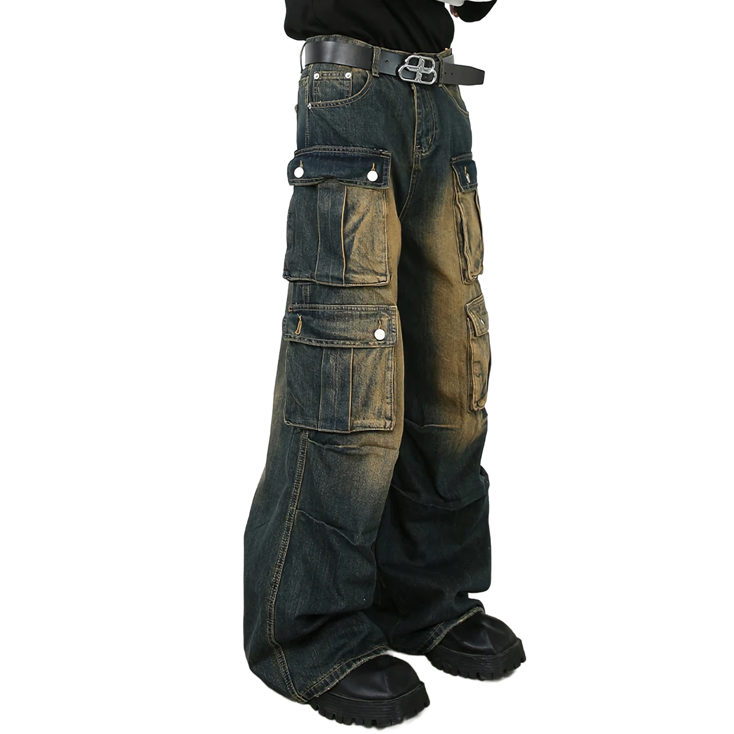 Utility Cargo Denim Wide-leg Jeans