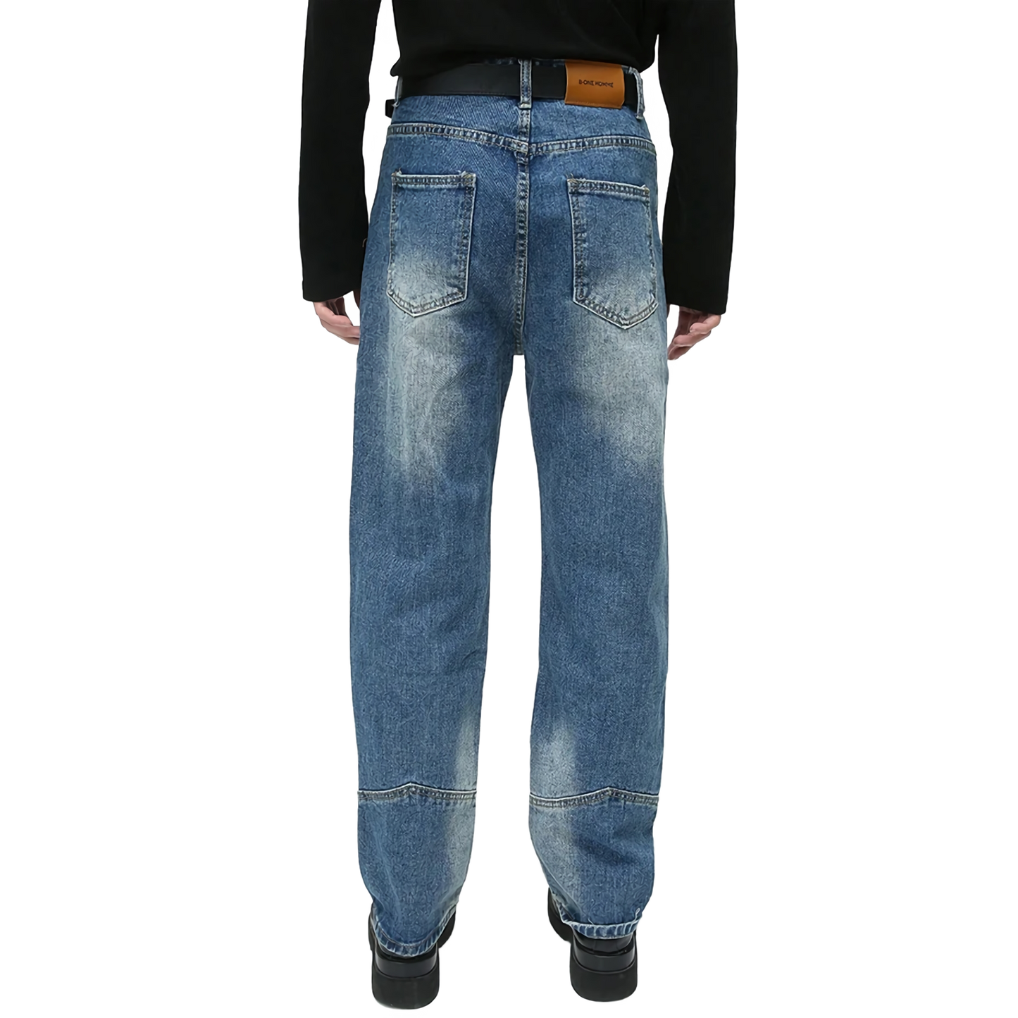 Vintage Moto Denim Faded Jeans