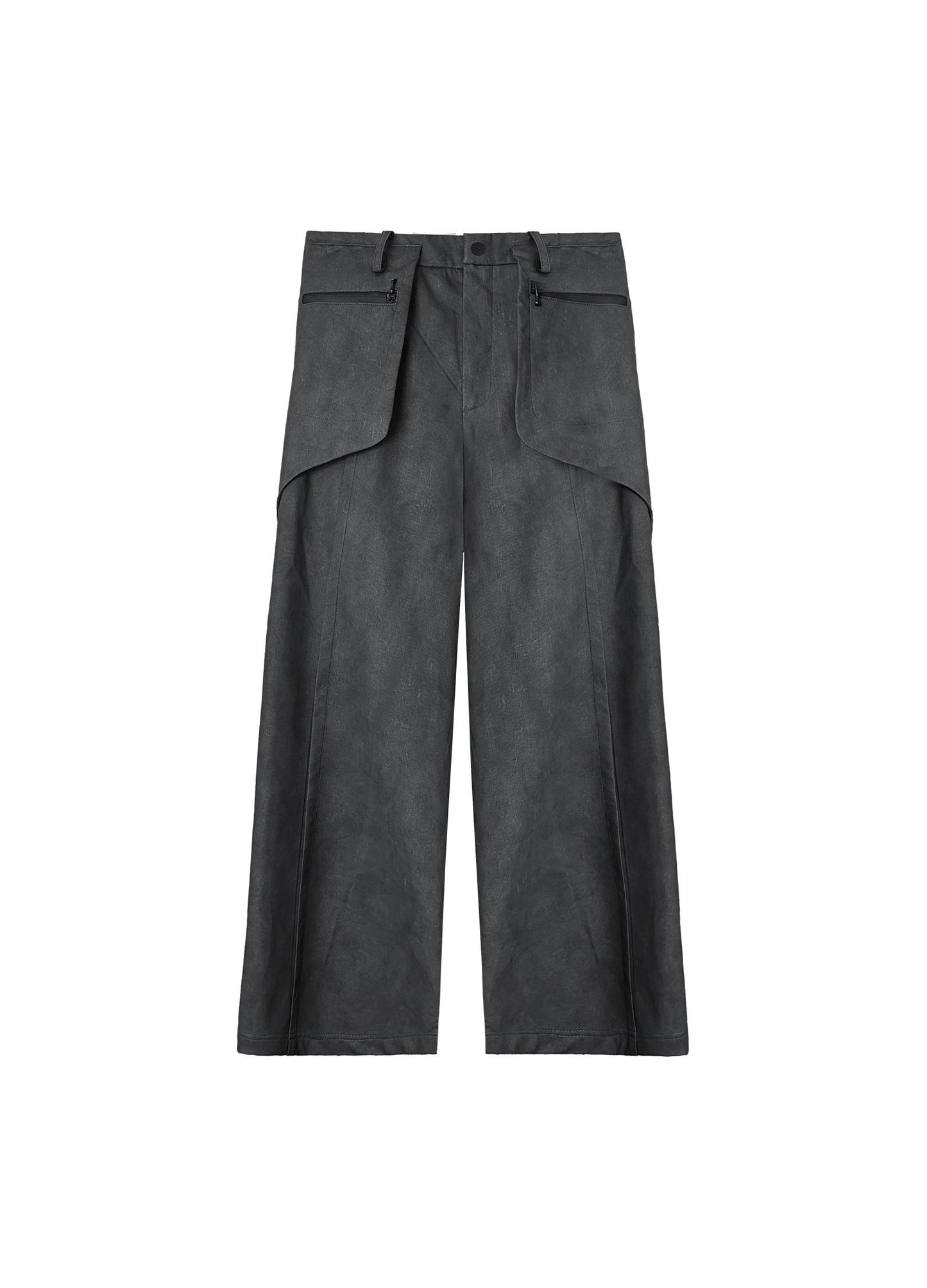 Dual-Layer Charcoal Wide Leg Trousers