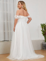 Elegant A-Line Off Shoulder Wedding Gown
