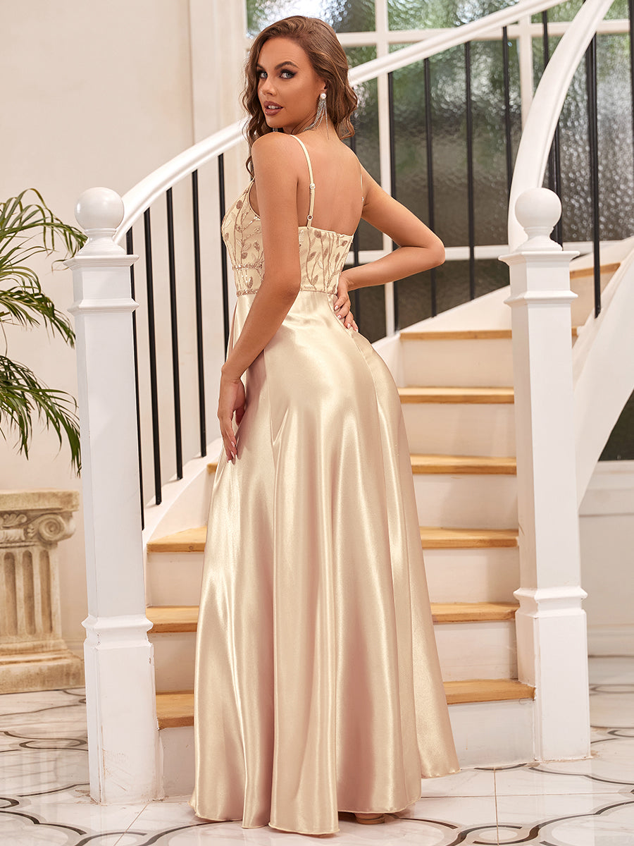 Elegant A-Line Spaghetti Straps Prom Gown