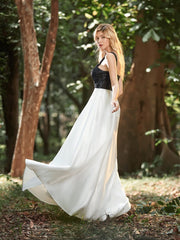 Sleek Sequin-Adorned Satin A-Line Prom Dress for Formal Events