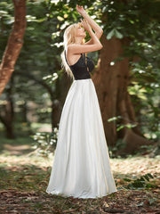 Sleek Sequin-Adorned Satin A-Line Prom Dress for Formal Events