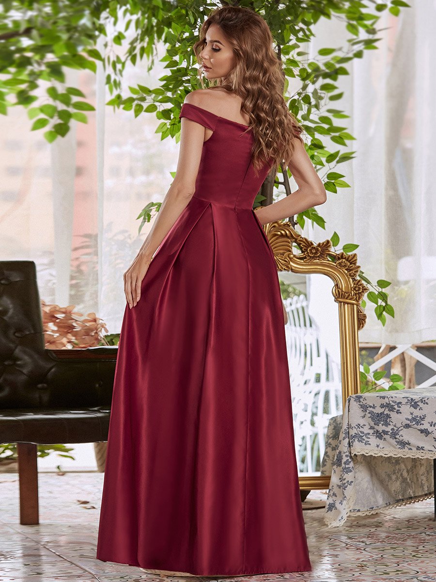 Off-Shoulder A-Line Maxi Long Prom Gown