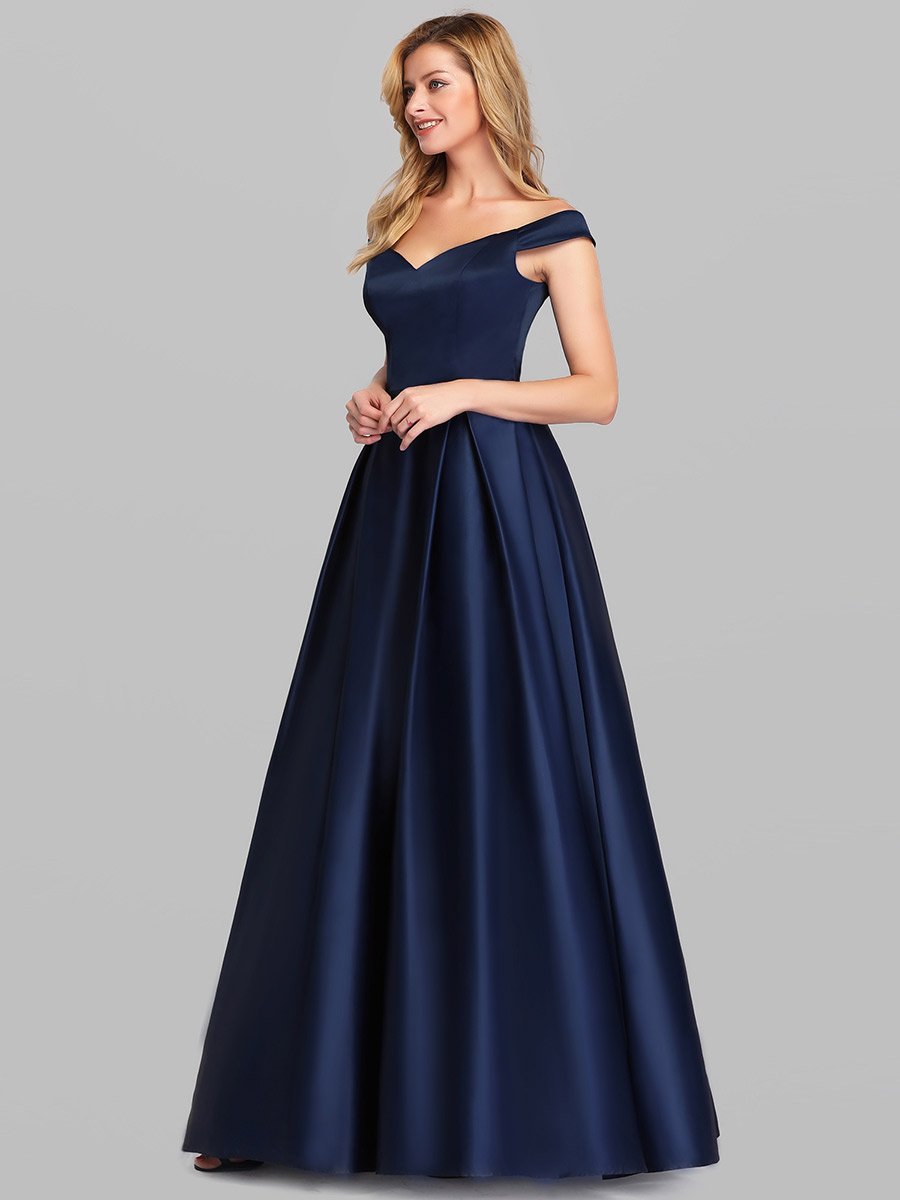 Off-Shoulder A-Line Maxi Long Prom Gown