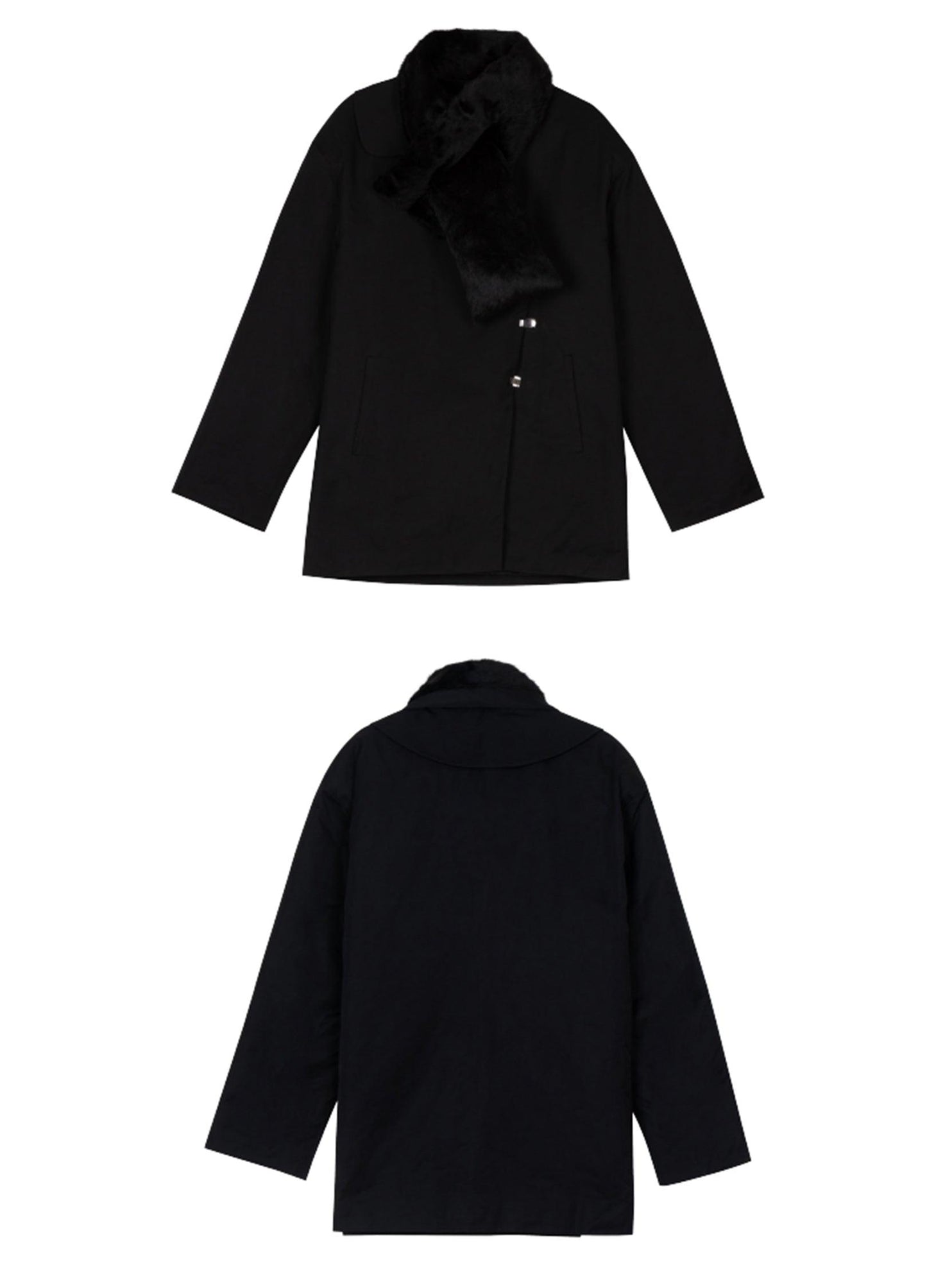 Vintage-Inspired Faux Fur Trim Trench Coat