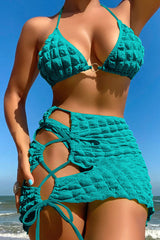 Bubble Texture Hot Cutout Strappy Three Pieces