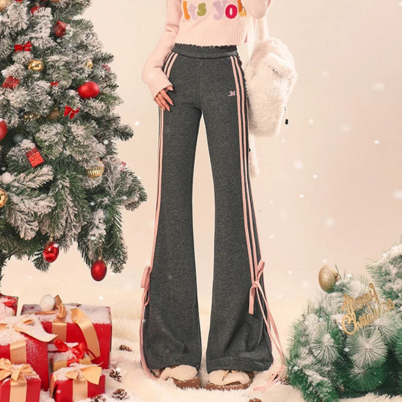 Slim Casual Gray Sports Flared Pants