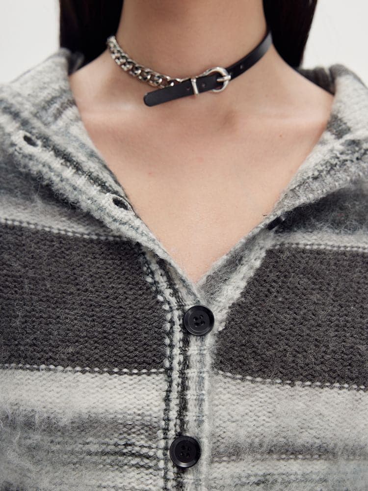 Casual Knit Long Border Cardgian