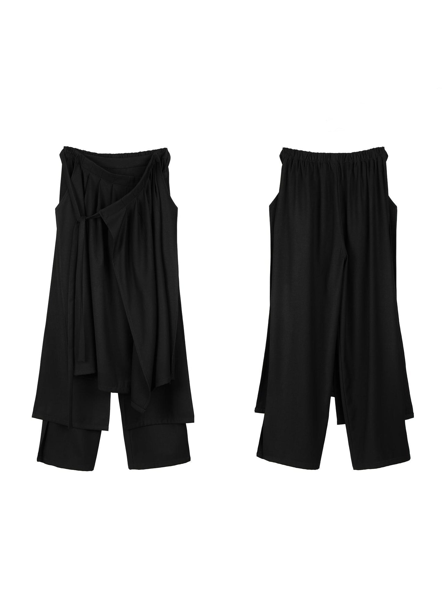Versatile Detachable Layered Pleated Trousers
