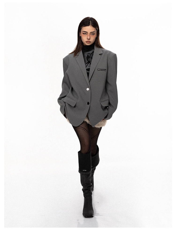 Zipper Pocket Design Suit Jacket