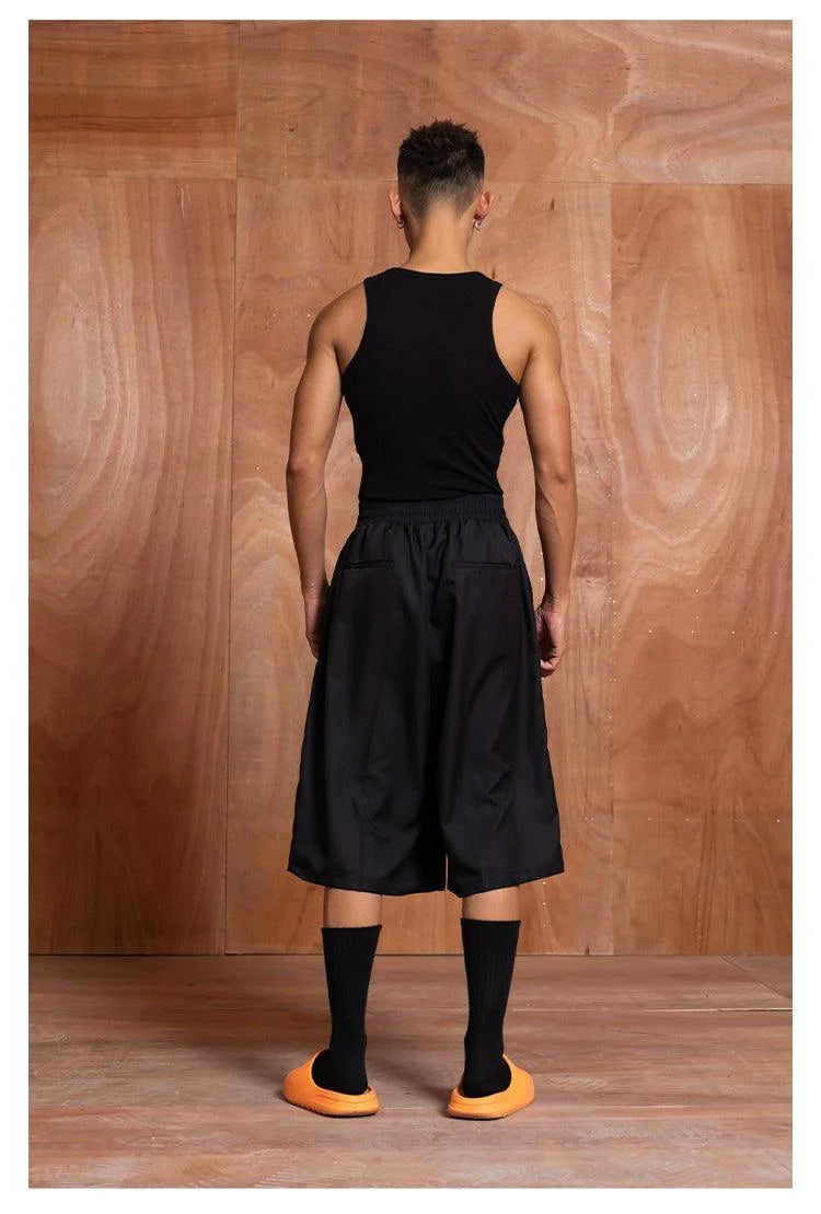 Wide-Leg Drawstring Shorts