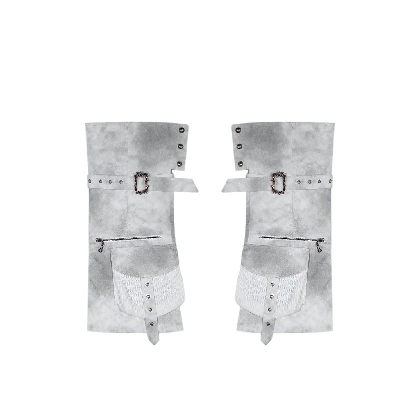 ARIADNAw Edgy Utility Mini Skirt with Matching Boots - Light Gray (Women's)