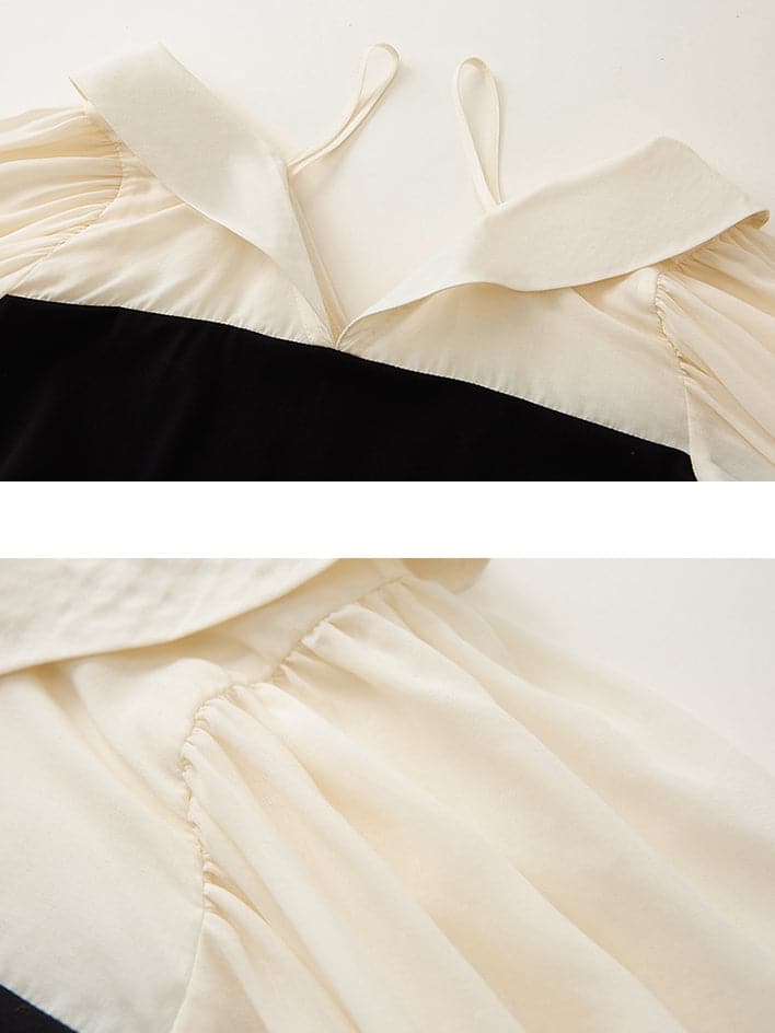 Colorful Stitched Lapel Short Top