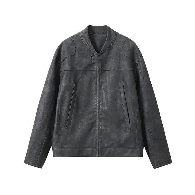 Classic Faux Leather Jacket With Vintage Style