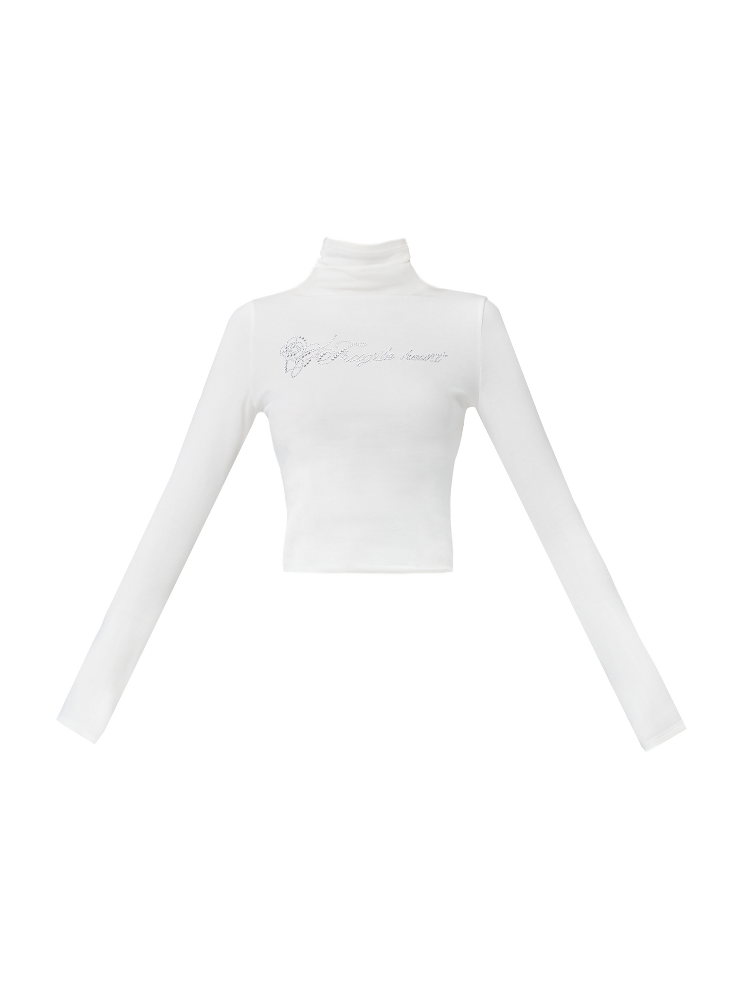 Cropped Turtleneck Long Sleeve Logo Top