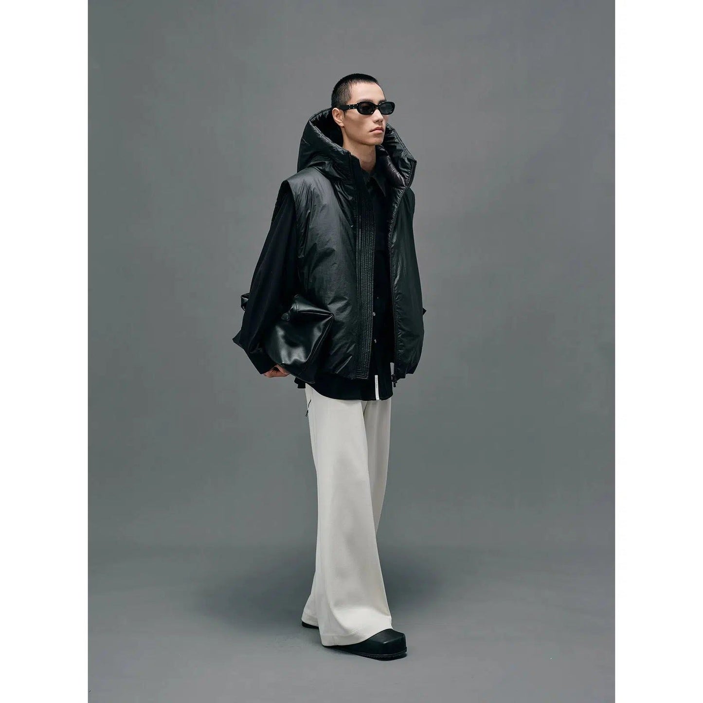 Zipped Puffer Jacket With Wide Hood