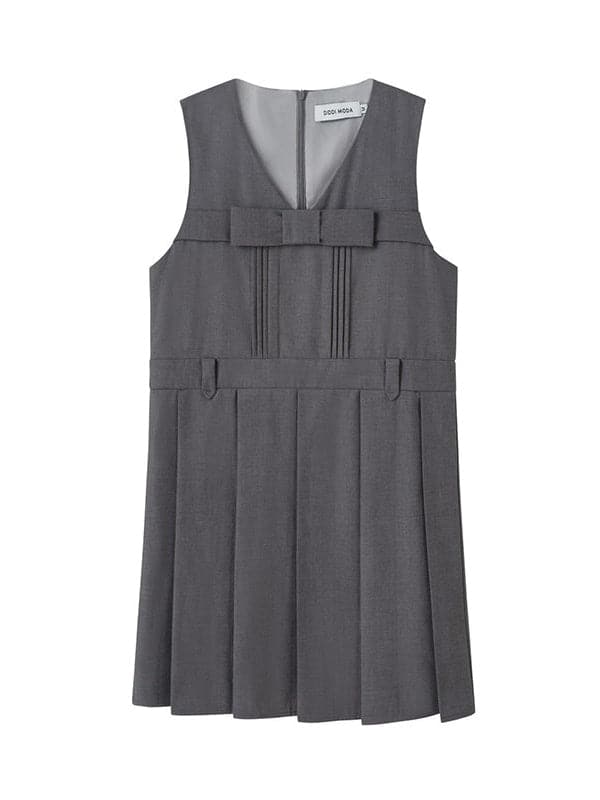 Sleeveless College Sense Bow Tie Jumpsuit Dress