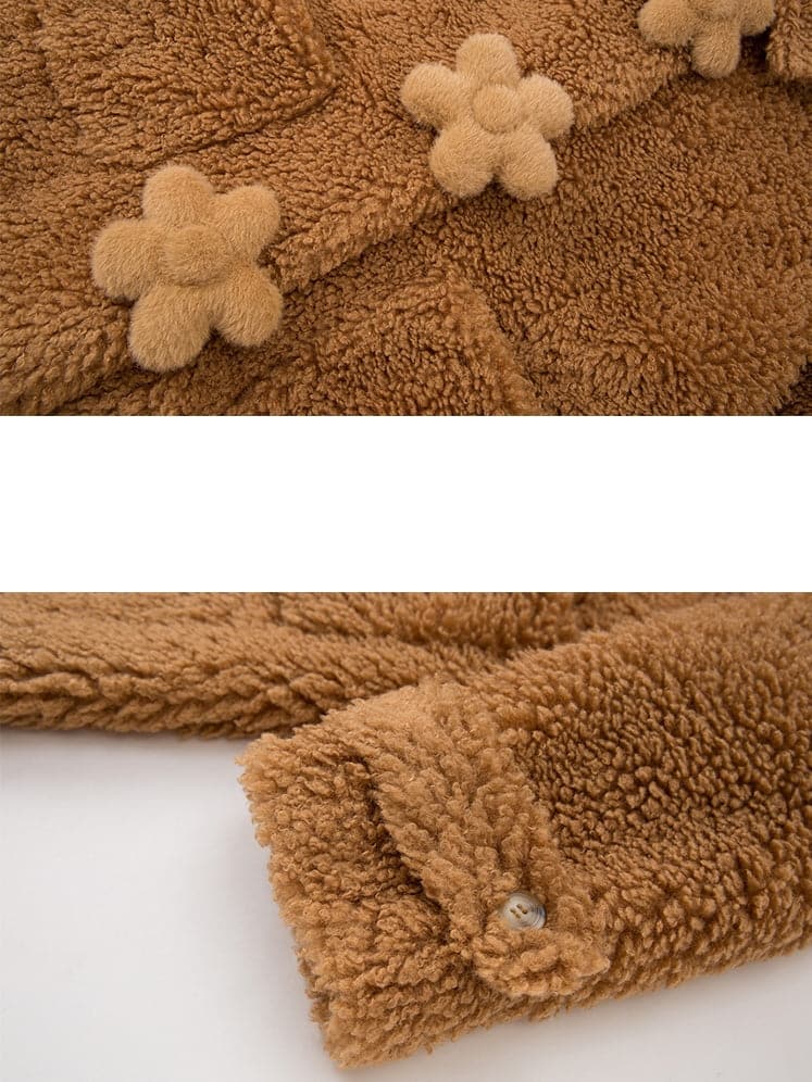 3D Floral Faux Fur Jacket