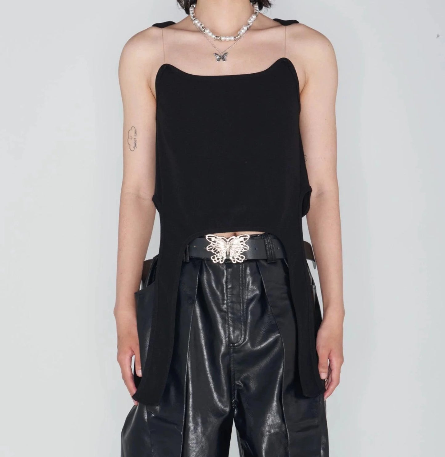 White Cut-Out Crop Tank Top