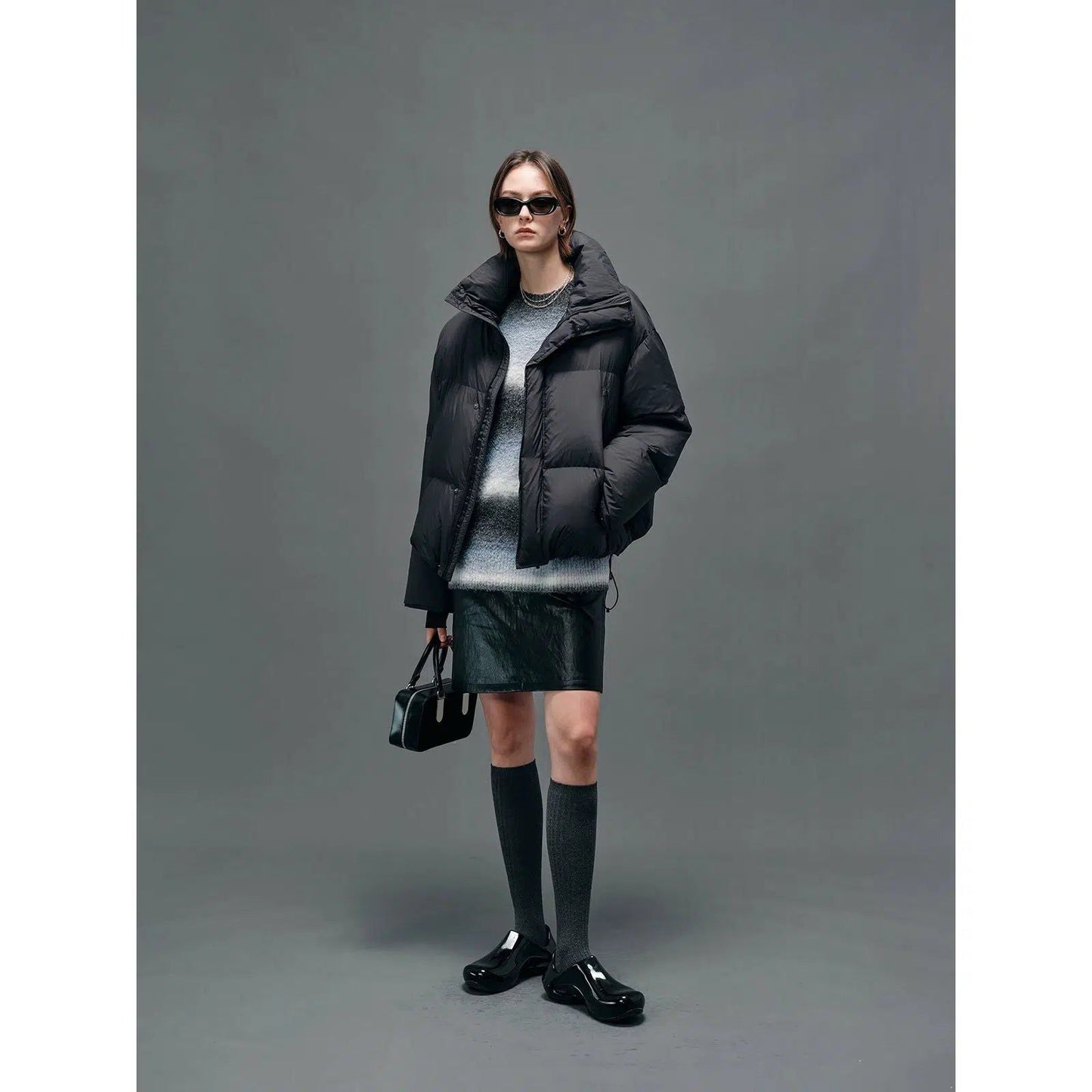 Zipped Down Jacket In Solid Color