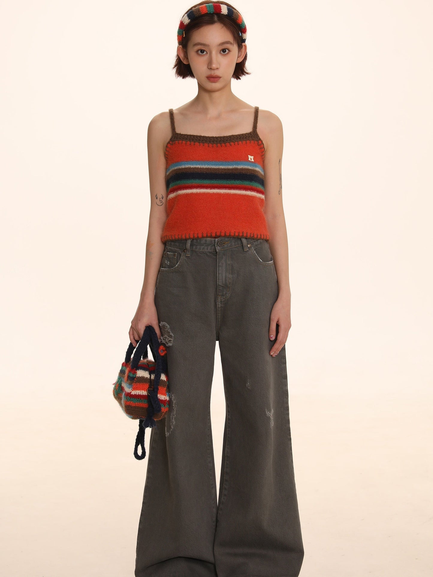 Retro Striped Handbag