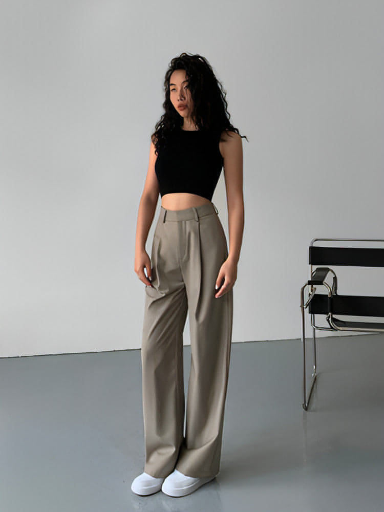 Drapey Wide-Leg Suit Trousers