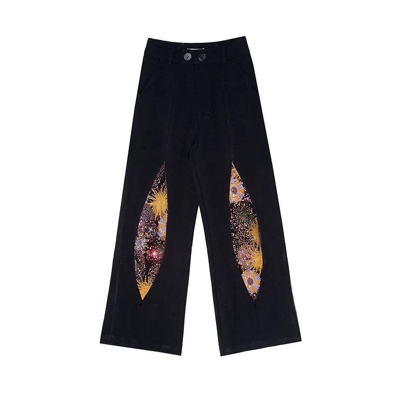Firework Design Straight-Leg Pants