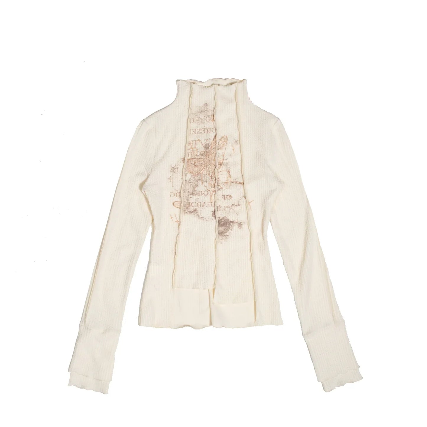 ARIADNAw Vintage-Inspired Ribbed Turtleneck - Taupe and Cream (Women's)