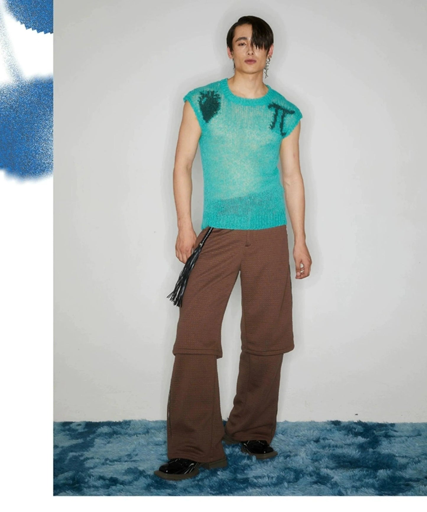 Quirky Math Motif Turquoise Knit Top